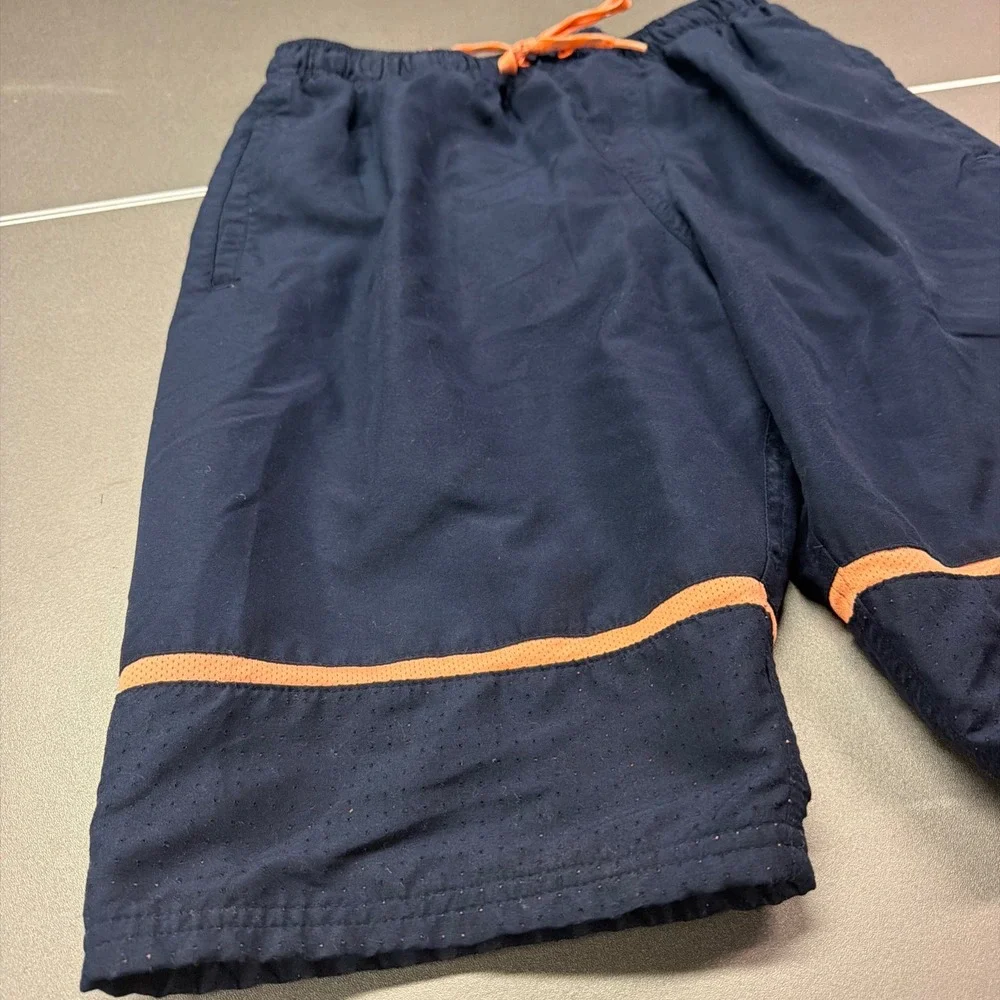 Nike Men's Swim Trunks Navy Orange Lined Drawstring Shorts Size Small S
